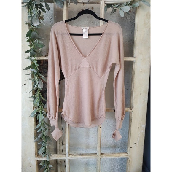 Chloe V-Neck Sweater in powder pink - Picture 1 of 15